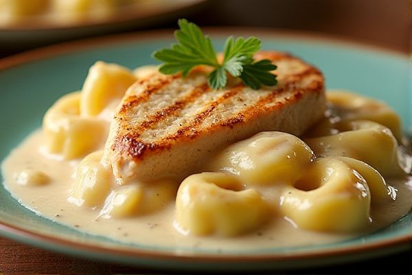 Olive Garden's Asiago Tortelloni Alfredo with Grilled Chicken Copycat Recipe